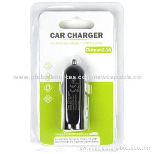 Car Charger with 12-24V DC Inputs, 5V DC, 2.1A Output